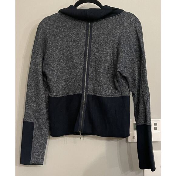 People Like Frank Anthropologie Sweater Colorblock Zip Up Back Cowl Neck S - Picture 4 of 12